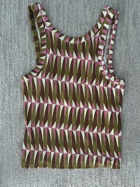 Splendid x Mary lawless Lee Geometric Tank Top in Pink, Olive & White